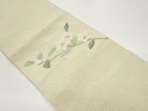 絽綴れ曲線に花葉模様織出し名古屋帯